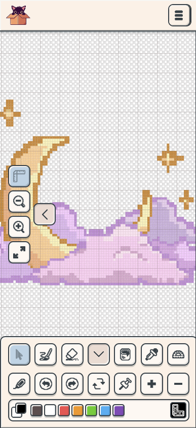 Estúdio Pixel no telemóvel — mesma demo, interface adaptada a toque